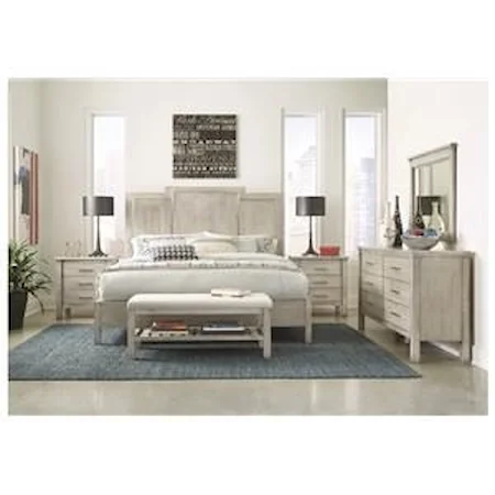 Transitional Queen Low Profile Panel Bed